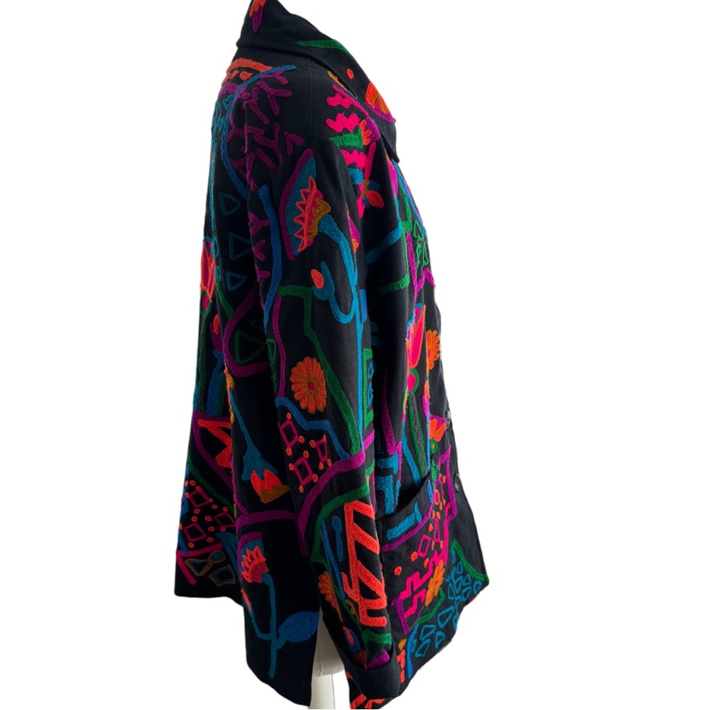 Vintage Boho Embroidered Coat Size Medium - Picture 4 of 9